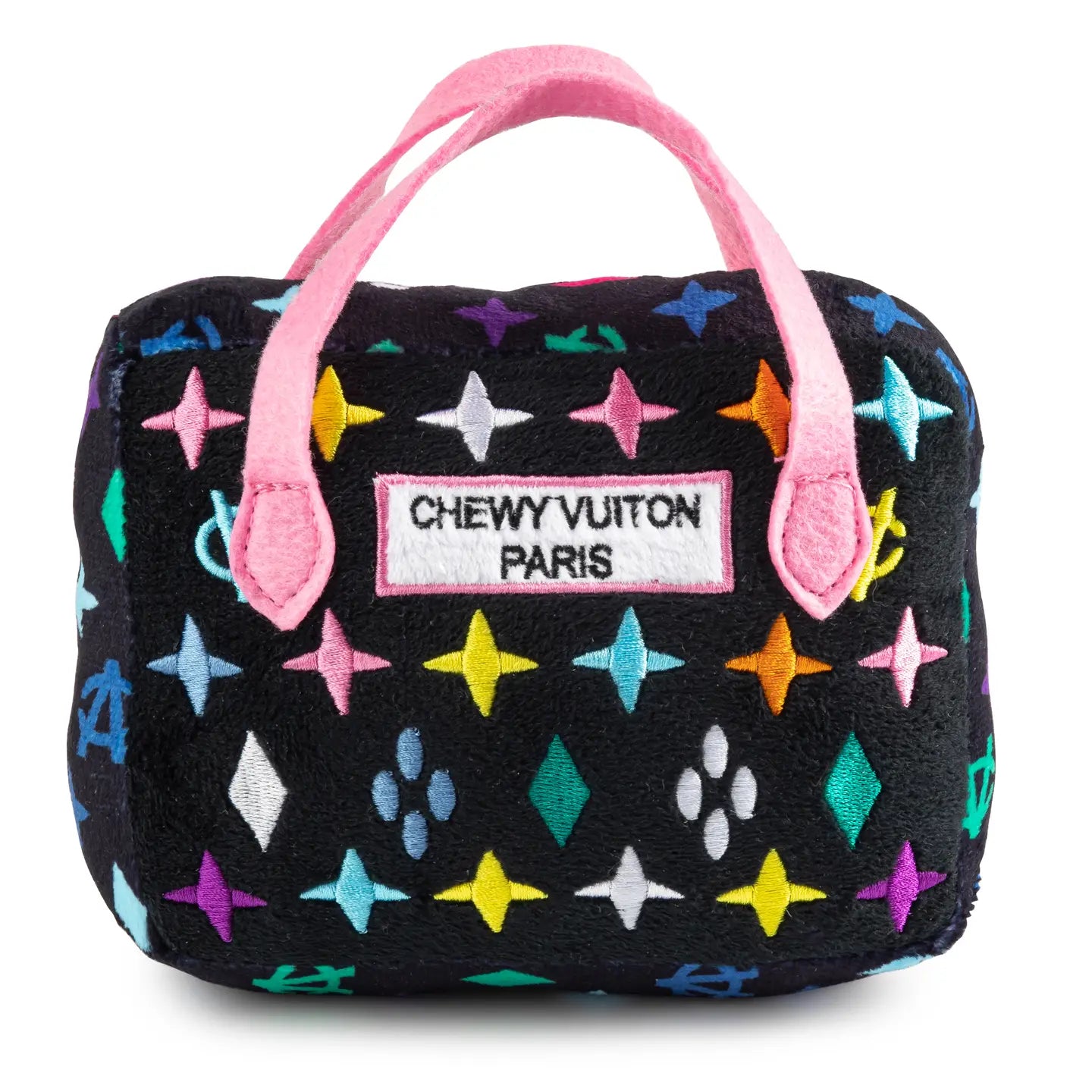 Image of Black Monogram Chewy Vuiton Handbag Squeaker Dog Toy